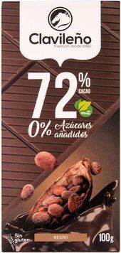 Черный шоколад Clavileno Dark Chocolate 72% Negro без глютена 100г 866 фото