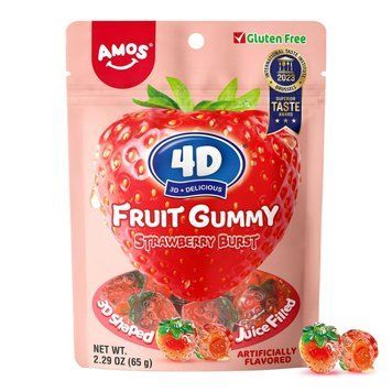 Желейки Amos Strawberry 4D Fruit Gummy 65г 2393 фото