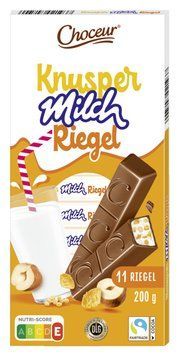 Шоколад в стіках Choceur Knusper Milch Riegel з горіхом та кукурудзяними пластівцями 200г 890 фото