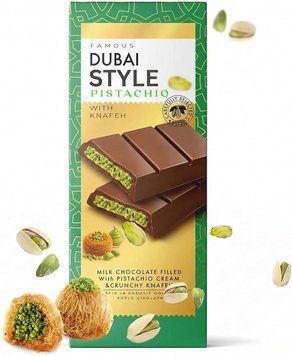 Шоколад Dubai Style Pistachio з кремом та кнафе 100г 1703 фото