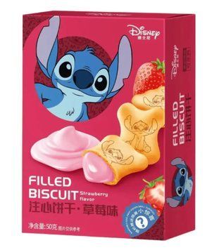 Печенье Binqi & Disney Stitch Strawberry Filled Biscuit 50г 2397 фото