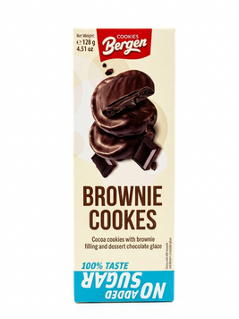 Печиво Bergen Brownie Cookies без цукру 128г 2863 фото