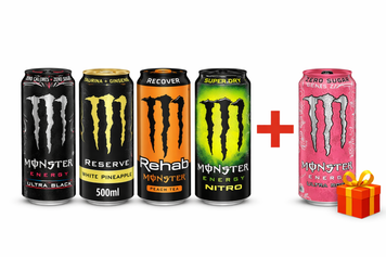 Энергетический набор Monster Ultra Black+White Pineapple+Rehab Tea+Peach+Nitro Can+Rosa 10019 фото