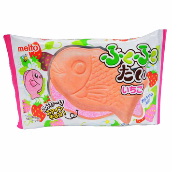 Печенье Meito Fish Shaped Air In Chocolate Strawberry 16.5г 2299 фото