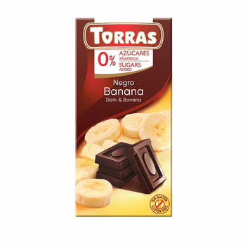 Чёрный шоколад Torras без сахара с бананом 75г 557 фото