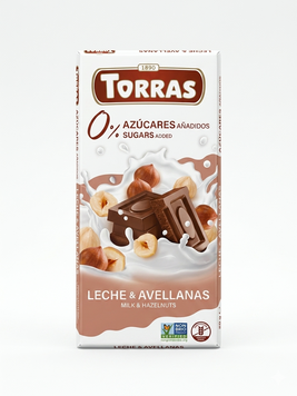 Молочный шоколад Torras с фундуком без сахара 75г 558 фото