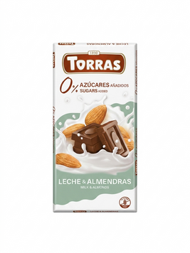 Молочный шоколад Torras без сахара с миндалём 75г 559 фото
